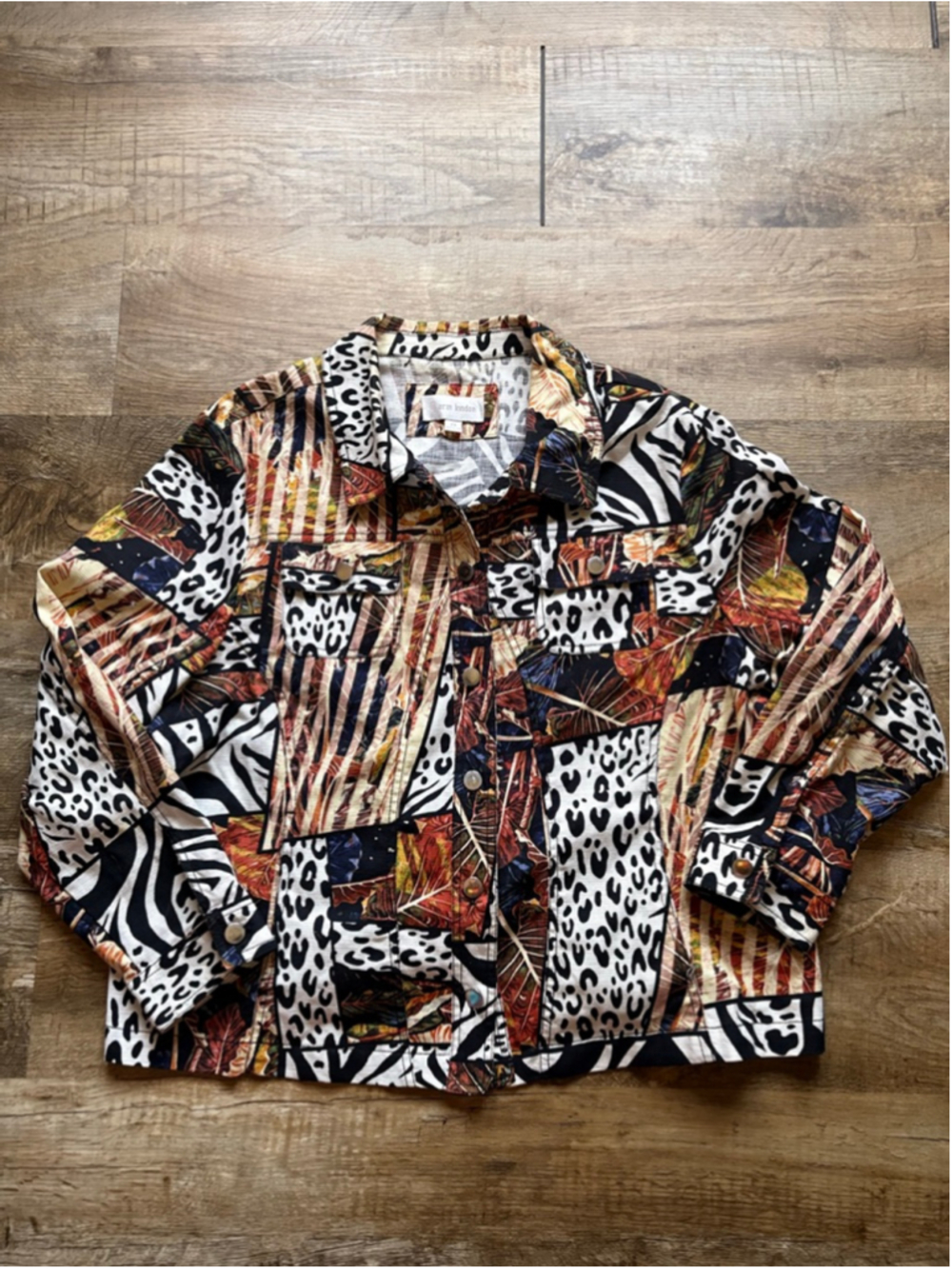 Erin London Animal Print Patchwork Shirt Jacket 2X